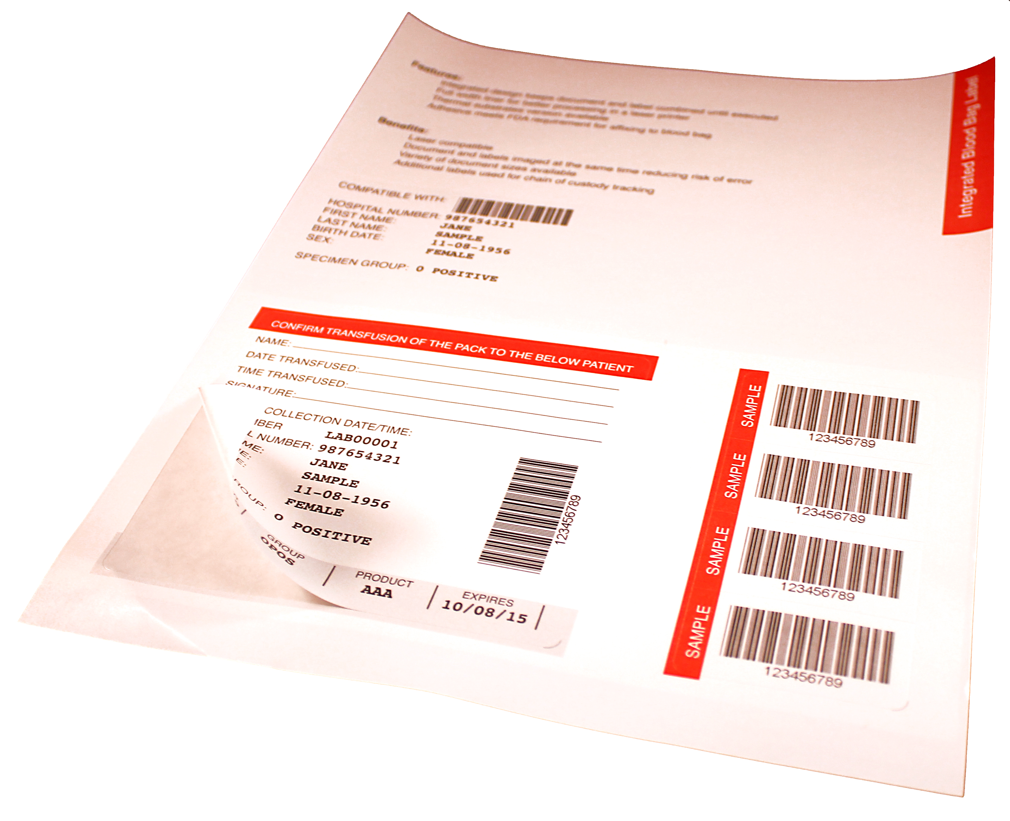 FDA compliant Integrated blood bag label