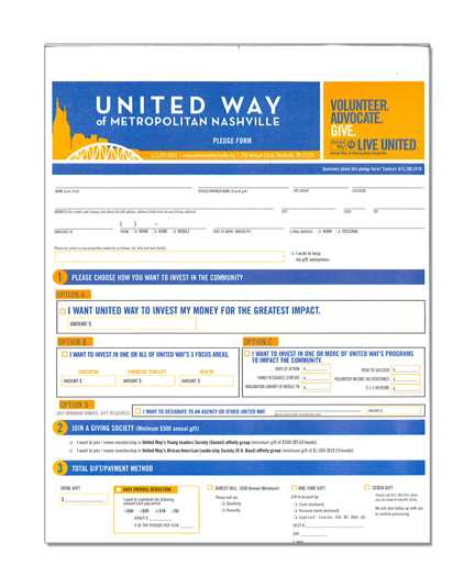 United Way Donor Form
